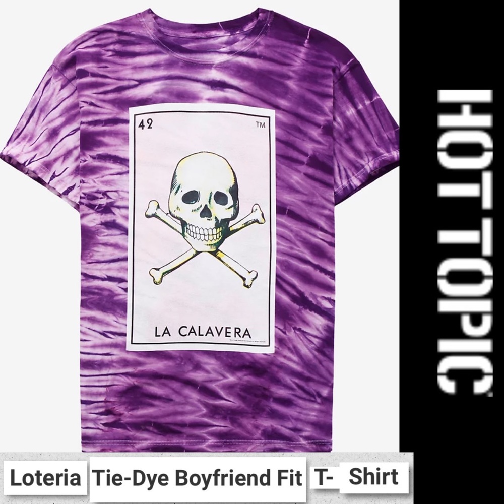Hot Topic Lotería Purple Tie-Dye Boyfriend Fit Tee